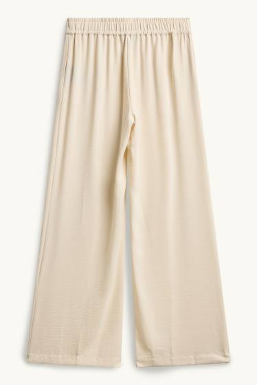 Damen - Stoffhose - Mid Waist - Palazzo - weiß
