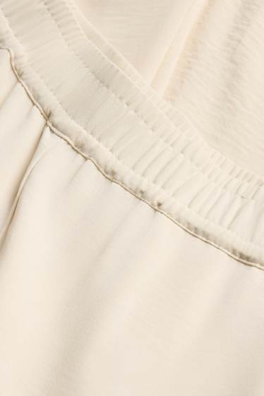 Damen - Stoffhose - Mid Waist - Palazzo - weiß