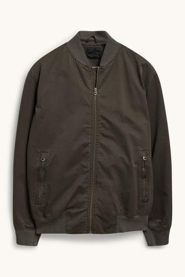 Herren - Jeans-Bomberjacke - dunkelgrün