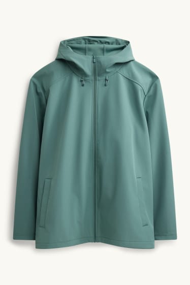 Herren - Softshelljacke mit Kapuze - wasserabweisend - 4 Way Stretch - grün
