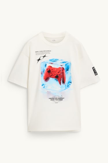 Kinder Jungen - Gaming-Controller - Kurzarmshirt - weiss
