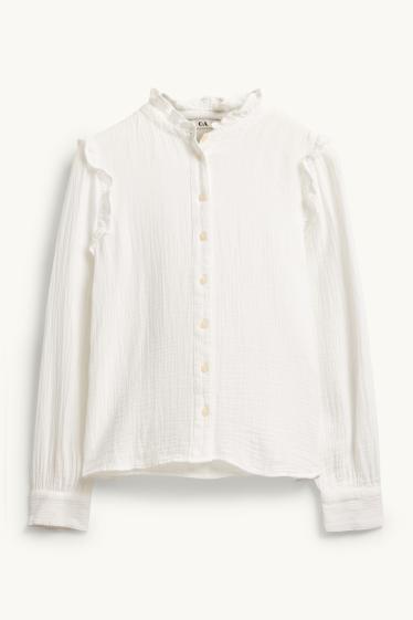 Dames - Blouse van mousseline - wit
