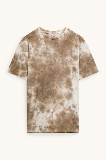 Kinder Buben - Kurzarmshirt - gemustert - braun