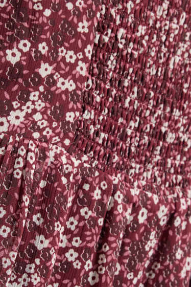 Enfants filles - Robe en mousseline - à fleurs - rouge