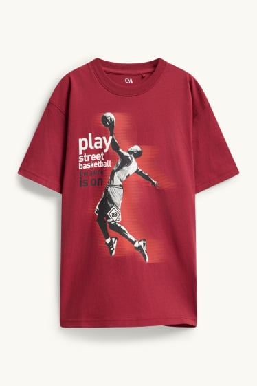 Kinder Buben - Basketball - Kurzarmshirt - rot