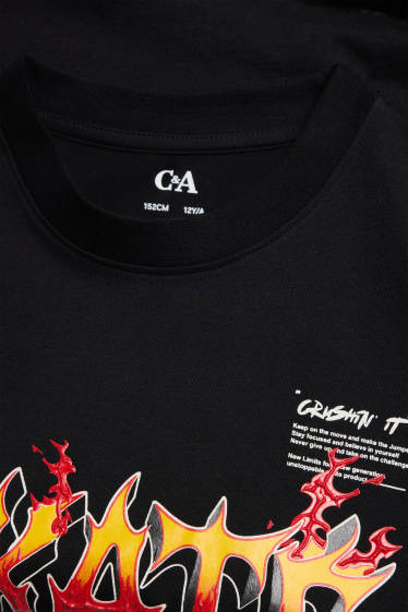 Kinder Buben - Skate - Kurzarmshirt - schwarz
