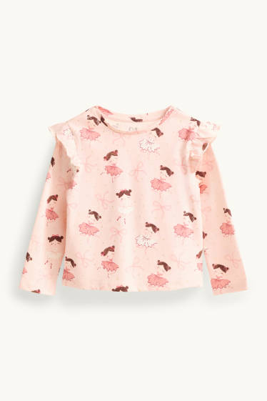 Nena - Paquet de 3 - ballarina - samarreta de màniga llarga - efecte brillant - rosa/beix