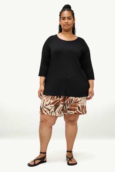 Femmes - Short en mousseline - à motif - marron