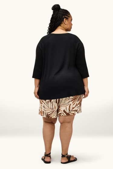 Femmes - Short en mousseline - à motif - marron