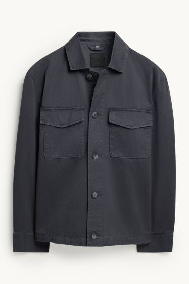 Hommes - Veste-chemise - relaxed fit - col kent - gris anthracite