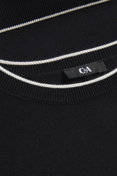 Damen - Strickpullover - kurzarm - schwarz