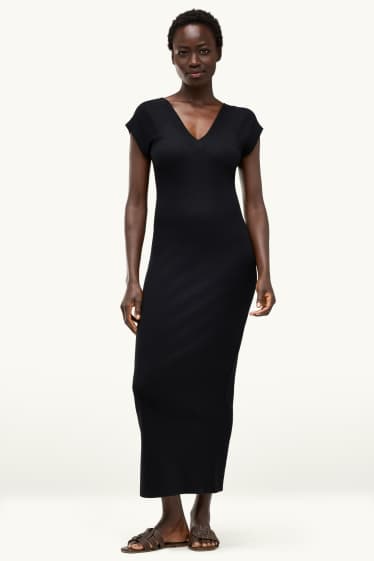 Damen - Bodycon-Kleid - gerippt - schwarz