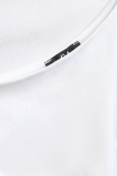 Dames - Longsleeve - slim fit - ribstof - wit