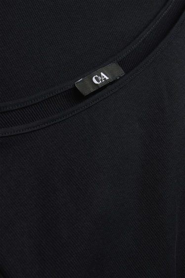 Dames - Longsleeve - slim fit - ribstof - zwart