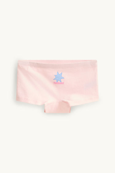 Kinderen: meisjes - Set van 7 - weekdagen - boxershorts - blauw / fuchsiarood