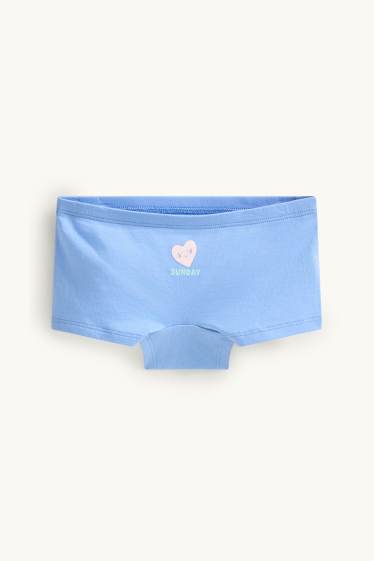 Kinderen: meisjes - Set van 7 - weekdagen - boxershorts - blauw / fuchsiarood