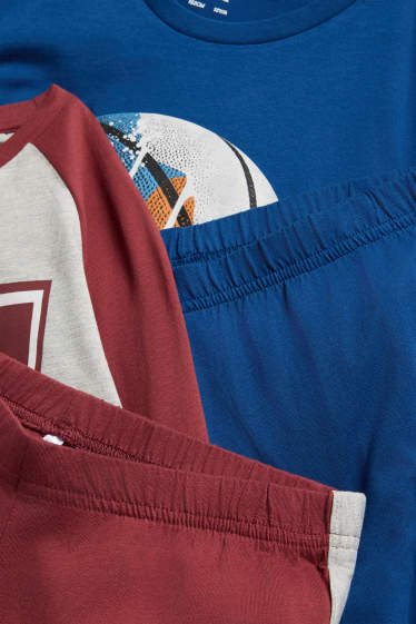 Kinder Buben - Multipack 2er - Basketball - Pyjama - 4 teilig - blau