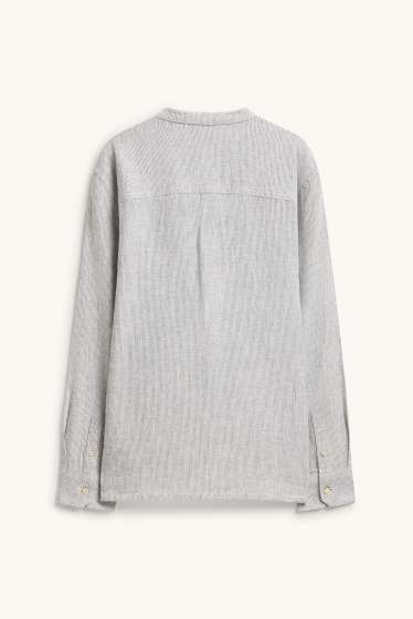 Bambini - Camicia - misto lino - a righe - grigio chiaro