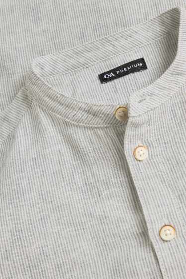 Bambini - Camicia - misto lino - a righe - grigio chiaro
