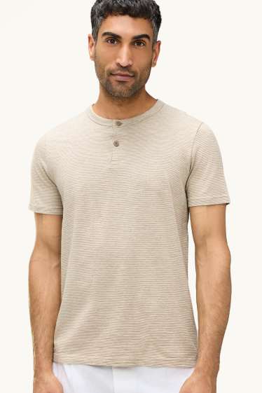 Hommes - T-shirt - regular fit - à rayures - marron clair