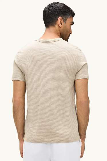 Hommes - T-shirt - regular fit - à rayures - marron clair