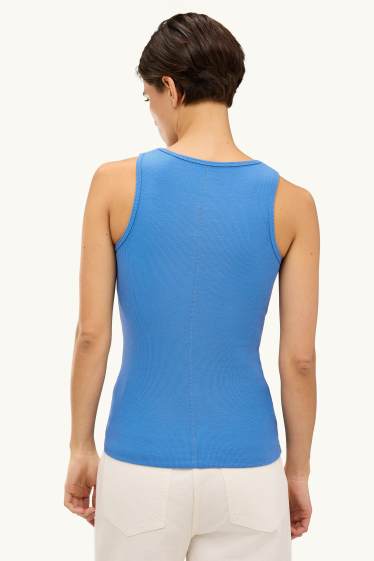 Damen - Top - gerippt - blau