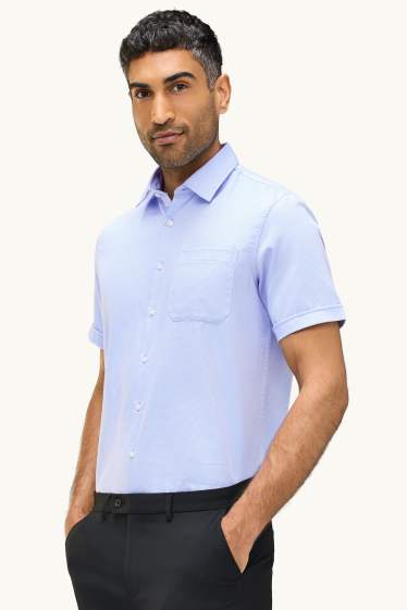 Hombre - Camisa de oficina - regular fit - Kent - con textura - azul claro