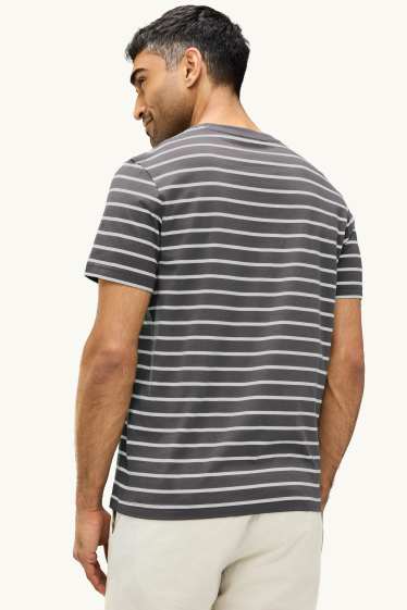 Bărbați - Tricou - regular fit - cu dungi - gri închis