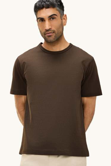 Hommes - T-shirt - relaxed fit - marron