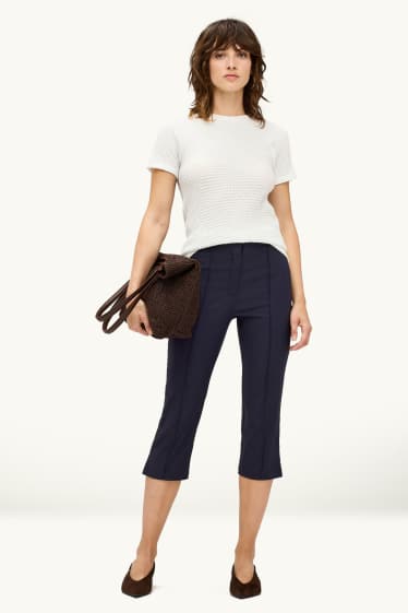 Dames - Capri broek - high waist - slim fit - donkerblauw