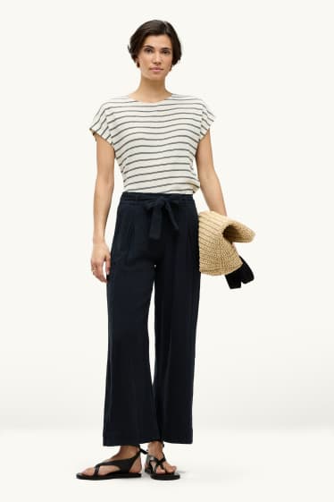 Dames - Pantalon - high waist - wide leg - zwart