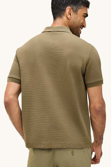 Heren - Poloshirt - regular fit - met structuur - kaki