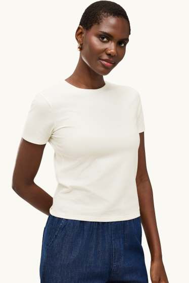 Dames - T-shirt - slim fit - wit