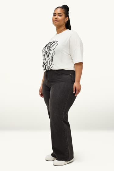 Femmes - Wide leg jean - high waist - noir