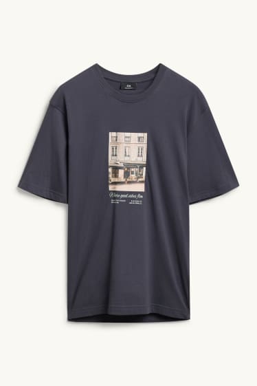 Hommes - T-shirt - relaxed fit - gris foncé