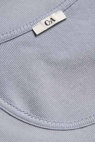 Damen - T-Shirt - Slim Fit - gerippt - grau