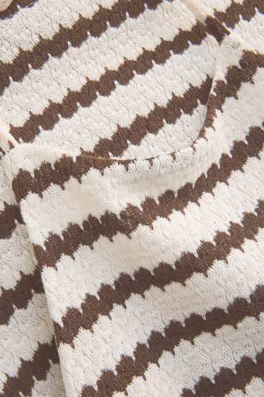 Women - Knitted top - striped - brown / cremewhite