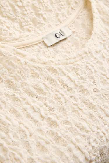 Damen - T-Shirt - Slim Fit - Mesh - beige