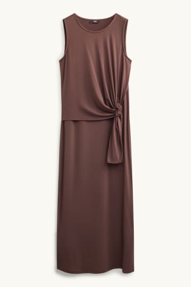 Femmes - Robe en viscose - straight fit - marron