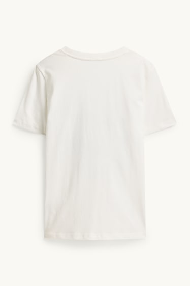 Dames - T-shirt met strass-steentjes - regular fit - wit