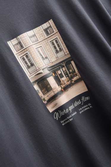 Hommes - T-shirt - relaxed fit - gris foncé