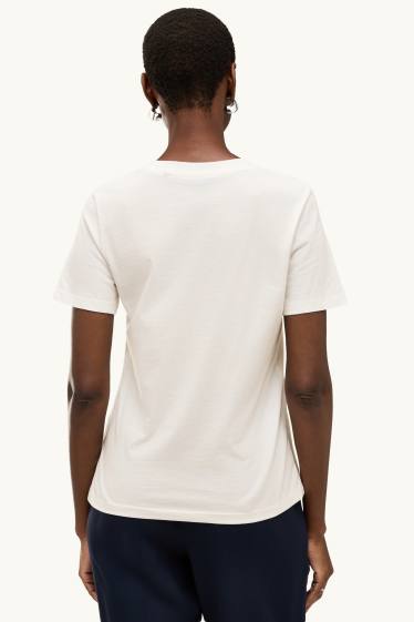 Dona - Samarreta de mànigues curtes - regular fit - de flors - efecte brillant - blanc