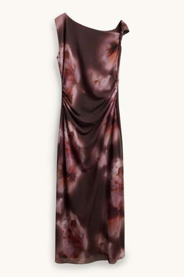 Dames - Bodycon-jurk - gebloemd - bruin