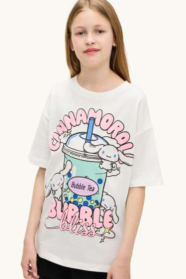 Kinder Mädchen - Cinnamoroll - Kurzarmshirt - Glanz-Effekt - weiss