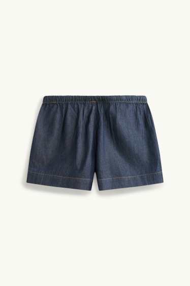 Donna - Shorts di jeans - vita media - jeans blu scuro