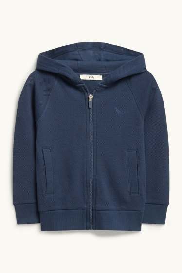 Kinderen: jongens - Dinosaurus - sweatvest met capuchon - met structuur - donkerblauw