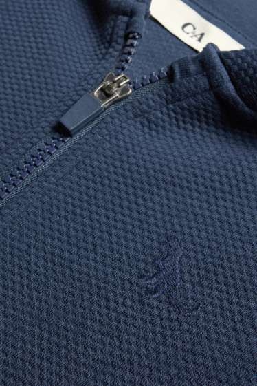 Kinderen: jongens - Dinosaurus - sweatvest met capuchon - met structuur - donkerblauw