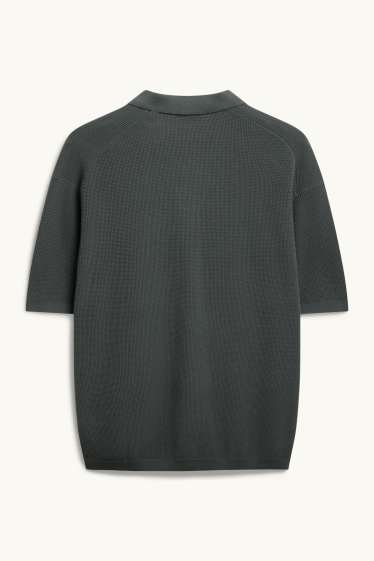 Home - Polo - relaxed fit - texturat - gris fosc
