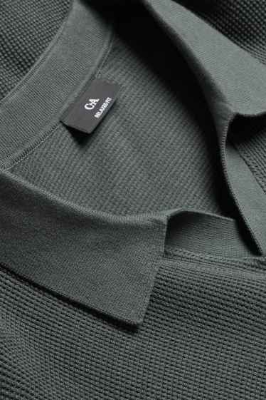 Home - Polo - relaxed fit - texturat - gris fosc