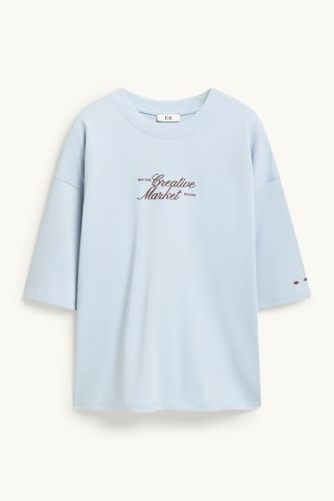 Damen - T-Shirt - Oversized - hellblau